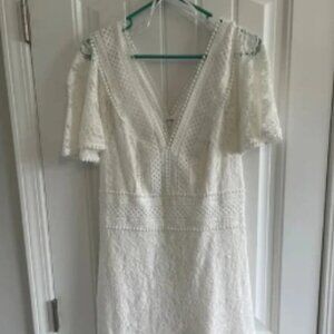 Eliza J Flounce White Lace Dress Size 14